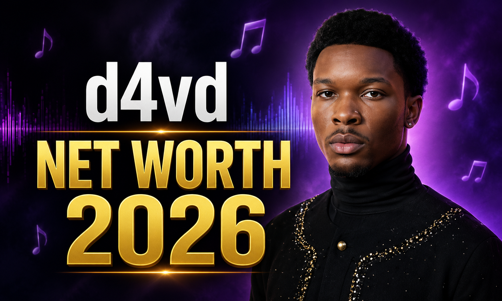 d4vd Net Worth 2026 featured image showing American singer and songwriter d4vd with a dark purple background and bold gold text reading Net Worth 2026.