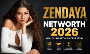 Zendaya 2026 net worth feature image showing the actress with “Zendaya Networth 2026” text and wealth, salary, career, and income highlights.